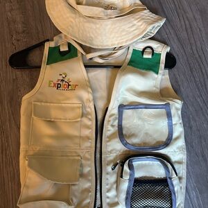Kids Adventure Vest and Hat Set - Cream and Green